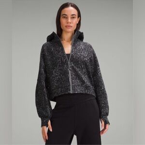 lululemon leopard anchor multi black gray scuba oversized full zip hoodie